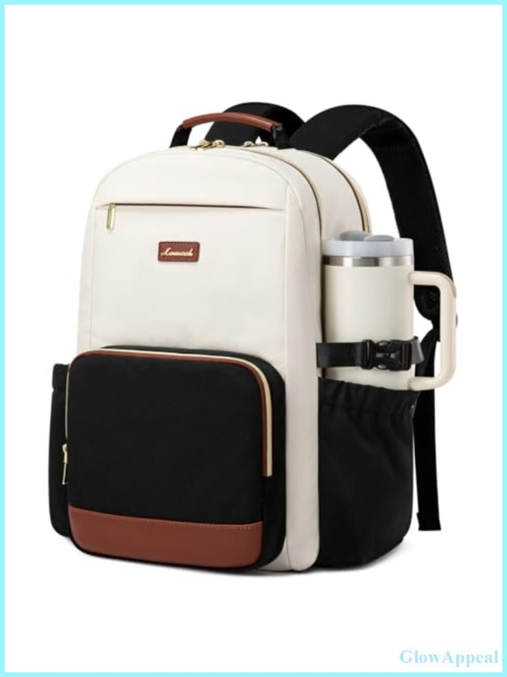 15.6" Laptop Backpack with Large Cup Pouch, Water-Resistant Work Travel Bag